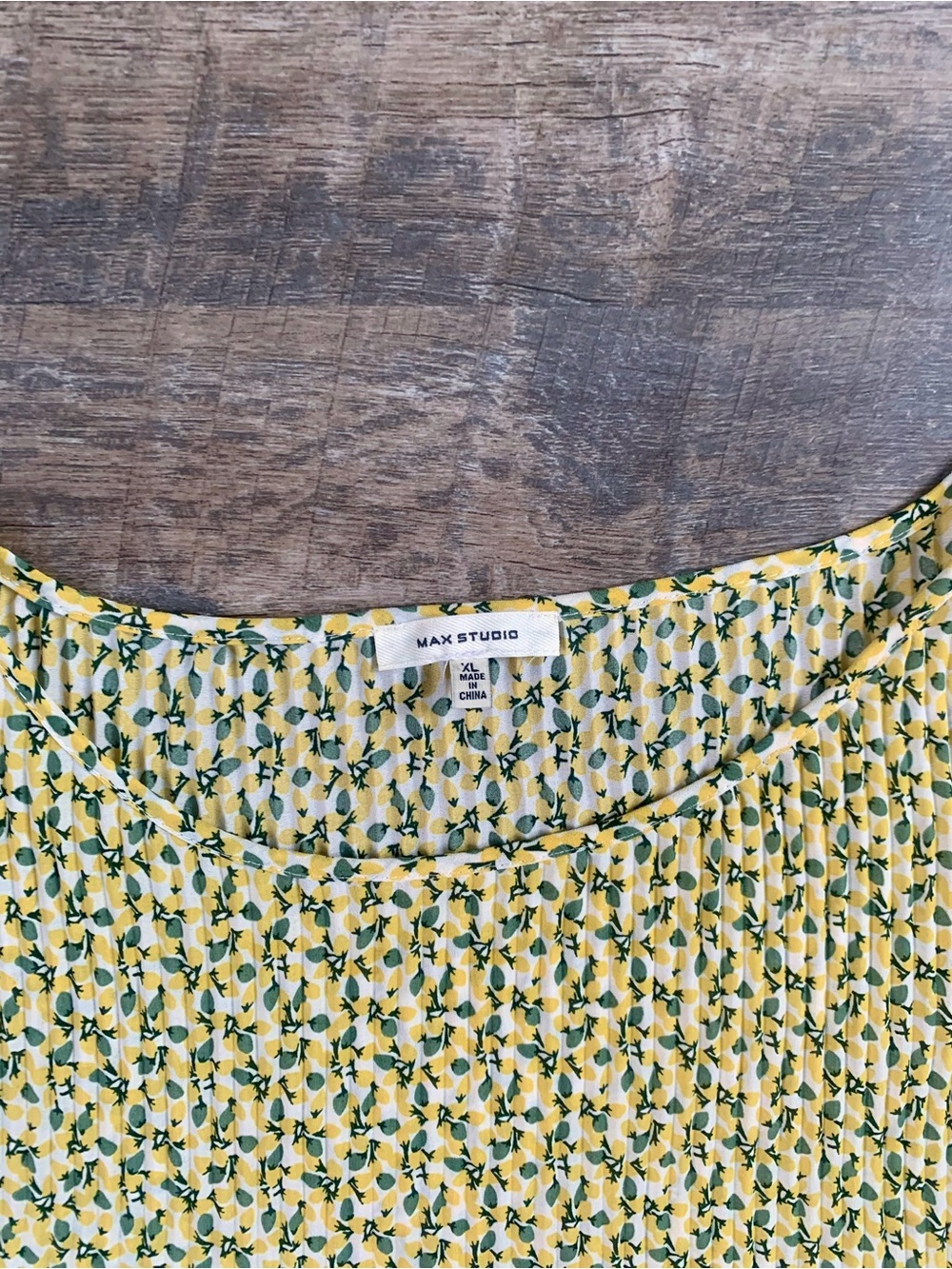 Max Studio Cottagecore Yellow Lemon-Print 3/4 Bell Sleeves Blouse